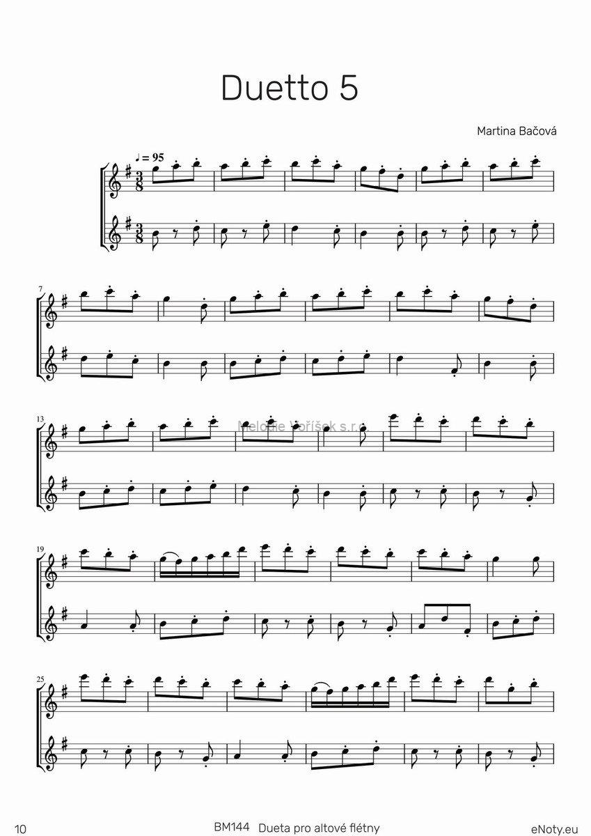 MARTINA BAČOVÁ: Dueta pro dvě altové zobcové flétny